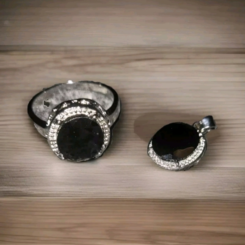 Womens ring with stone and matching necklace pendant